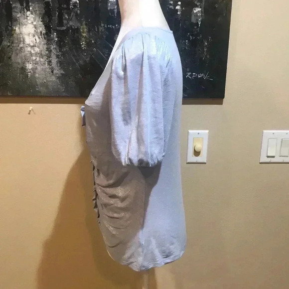 Express Light Blue Women's Ruched Top - Picture 2 of 7